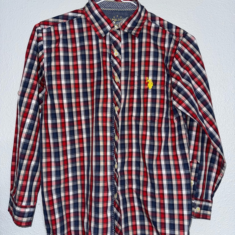 U.S. Polo Assn. Men's Red and Blue Plaid Shirt